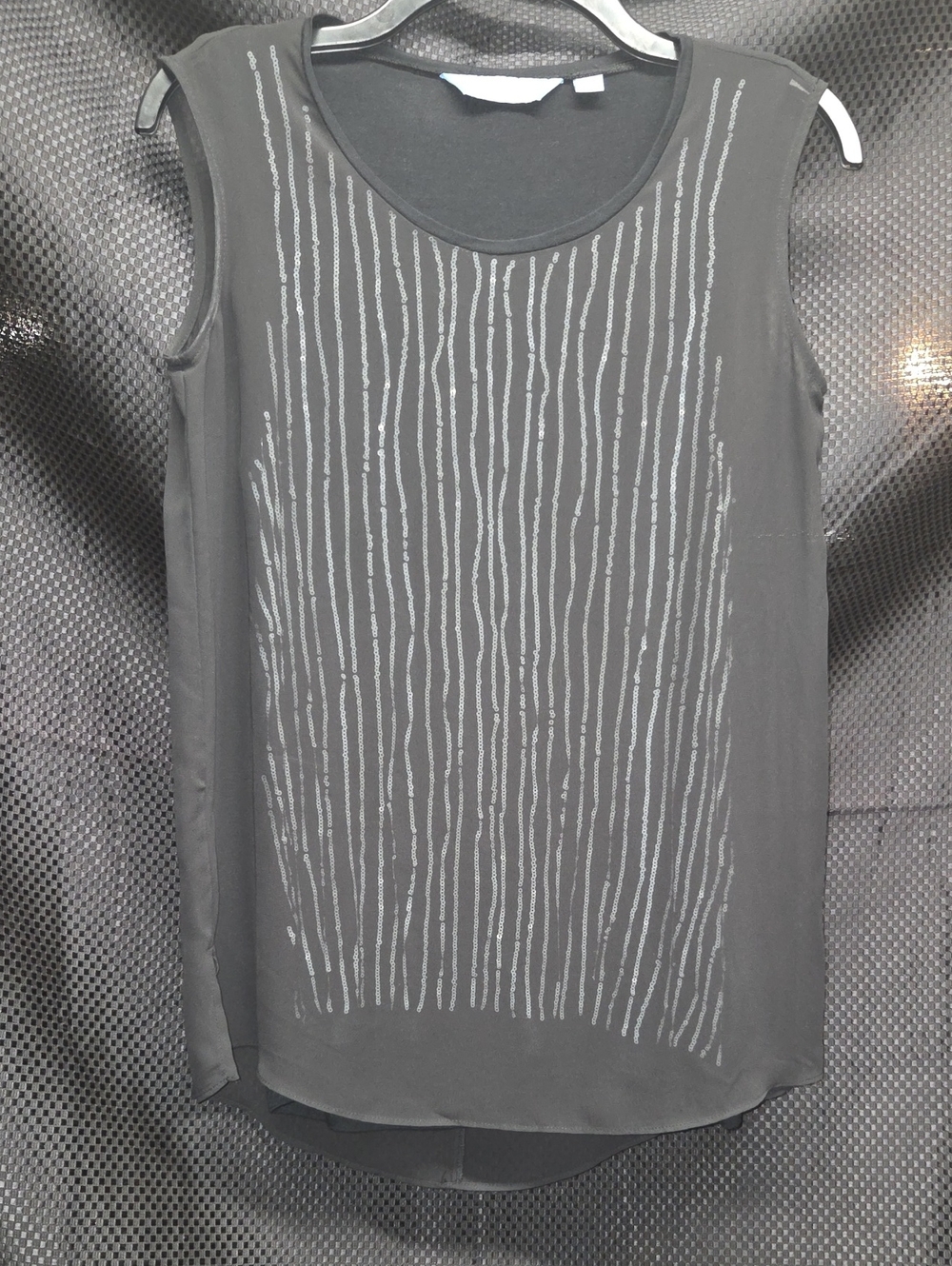 Simply Vera Vera Wang Black Sleeveless Tank with Silver Stripe Beading